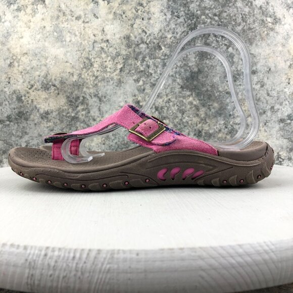 Skechers Women's Size 8 Outdoor Lifestyle Pink Purple Suede Slip On Sandals - Picture 5 of 14